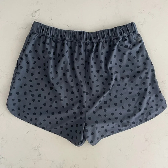 MEC Pull On Athletic Elasticized Waist Abstract Dot Print Shorts Grey+Black Sz M - Picture 9 of 9